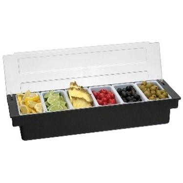 Fruit Tray with 6 condiment containers of 473 ml. - black